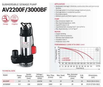 Submersible Pump AV2200F/3000BF